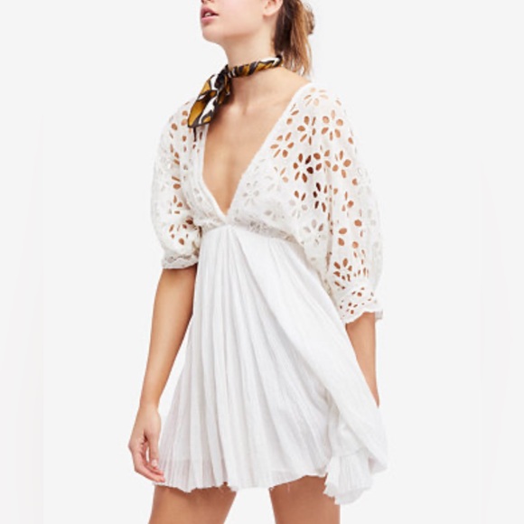 Free People Bella Note White Eyelet mini dress- - Picture 1 of 14